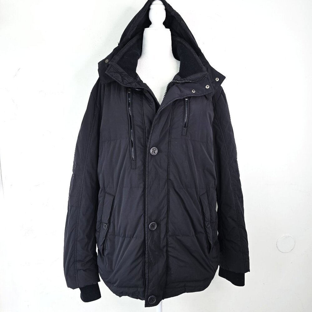 Allegri A Tech Black Puffer Removable Hood Down Jacket Men Size Small